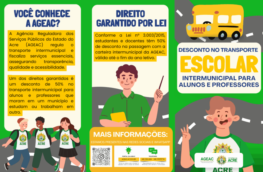 No Dia do Estudante, Ageac reforça benefício do transporte intermunicipal para a comunidade escolar
